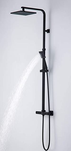 Colonne de douche Auralum noire avec robinet thermostatique